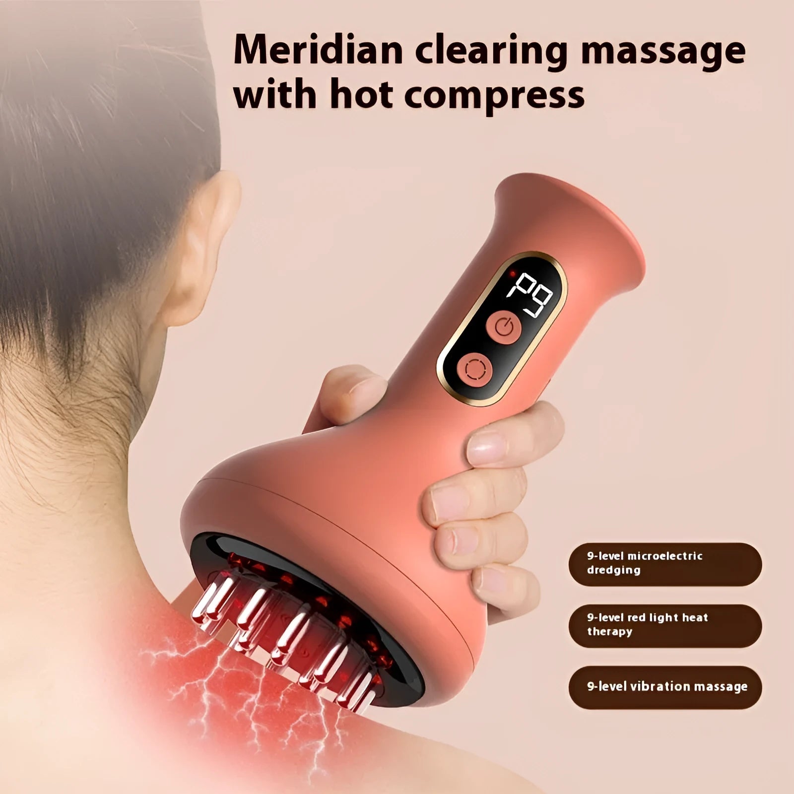 Pink rechargeable electric meridian brush massager BK-ZJ01 for salon scraping