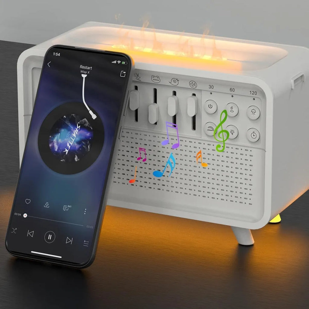 White geometric stereo Bluetooth speaker white noise machine with humidifier and night light functions