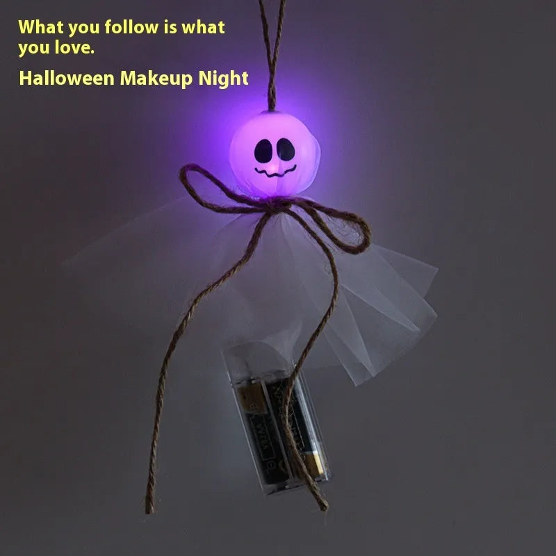 Halloween ghost LED lighting chain with colourful bulbs and battery box