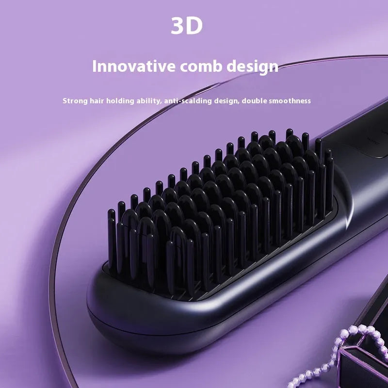 Portable charging negative ion straight hair comb in white, dark blue, or grey colour