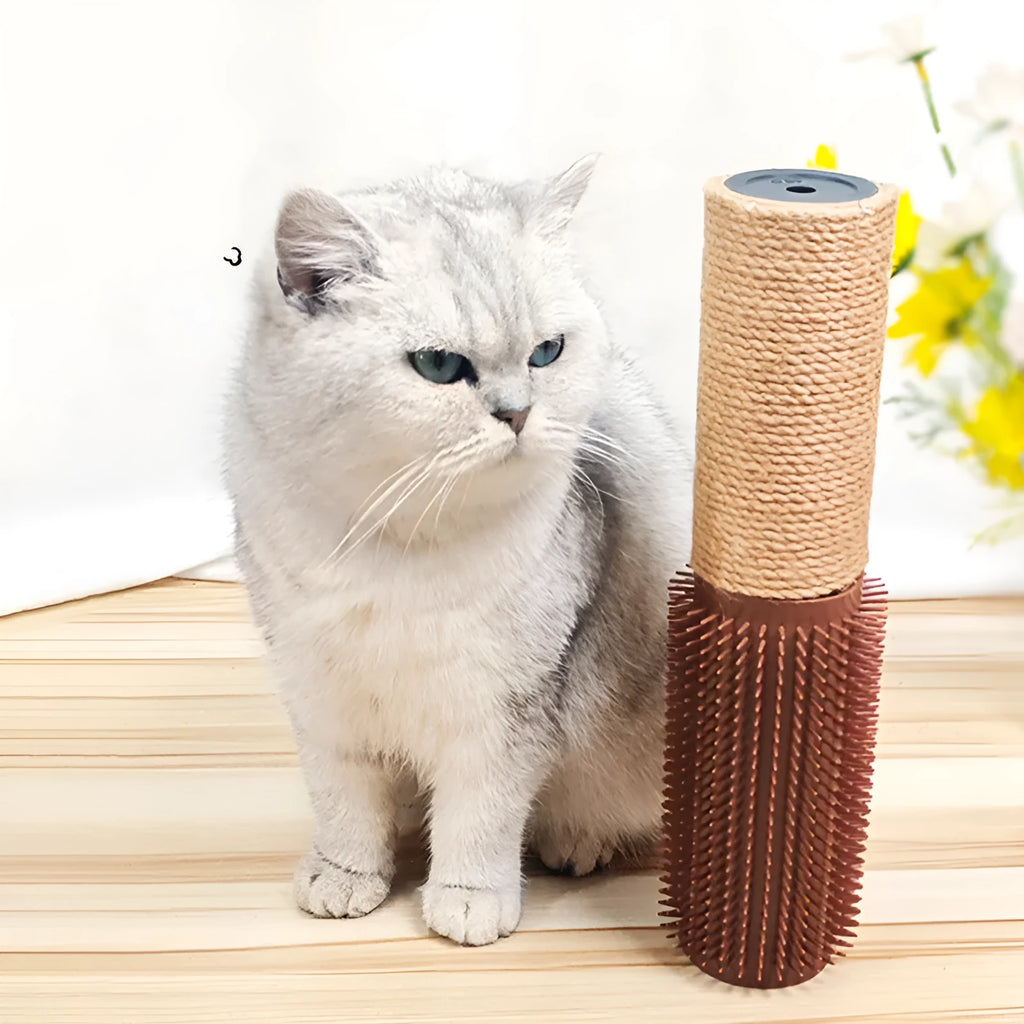 Brown sisal cat scratching post measuring 30cm tall with sisal rope wrapping