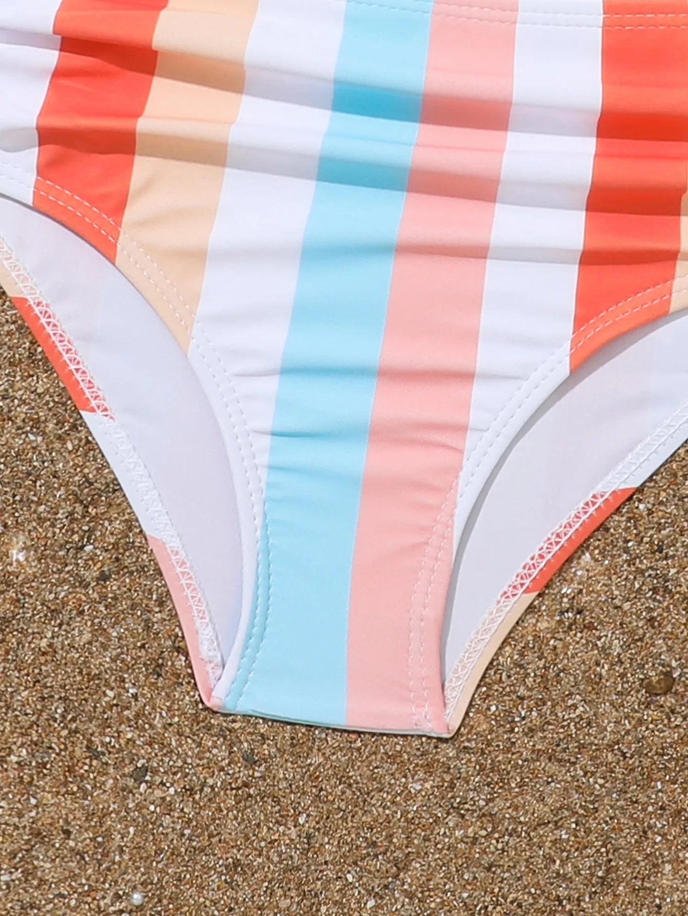 Girls' plaid print bikini brief swimsuit set for swimming, showing bra and panties
