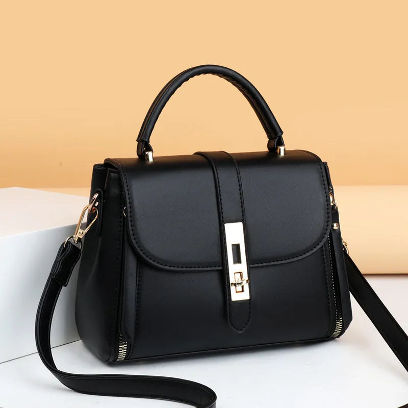 Soft PU leather women's messenger bag in square vertical design with adjustable shoulder strap