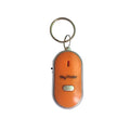 Oval-shaped plastic pendant key finder with voice control in five colour options on white background