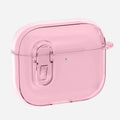 Transparent TPU earphone case for Apple AirPods 4, shown in transparent, grey and pink