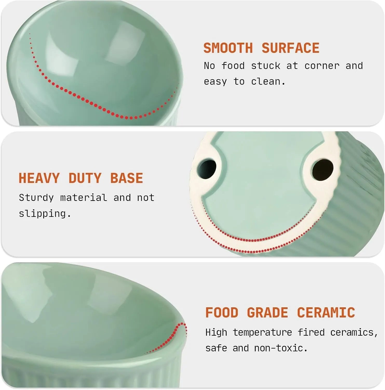 A dark green ceramic elevated cat bowl showing its raised height and round, whisker-friendly shape.