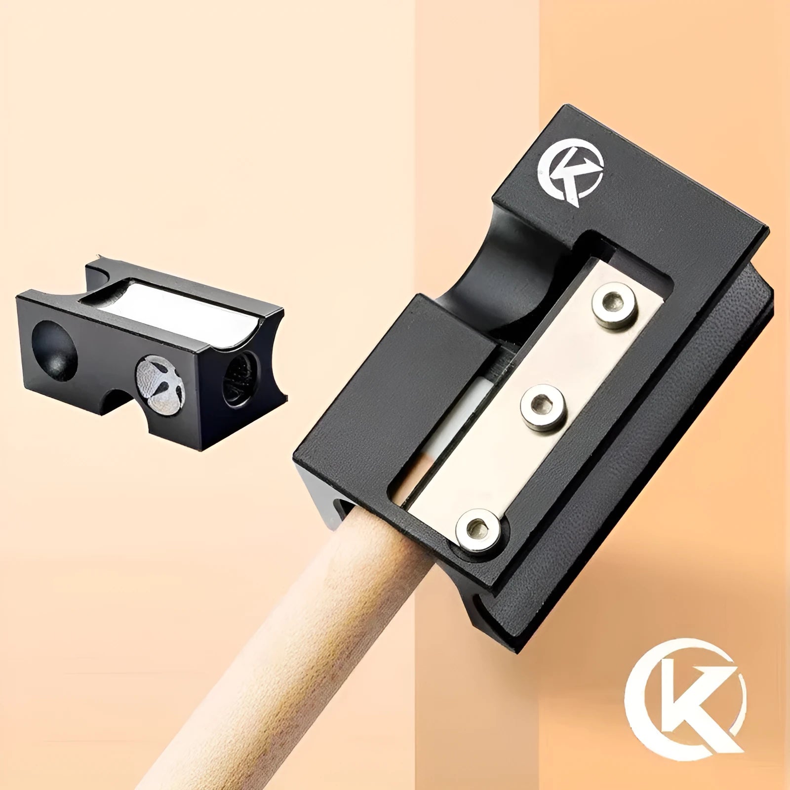 Black all-metal billiard cue leather tip repair device for snooker and pool maintenance