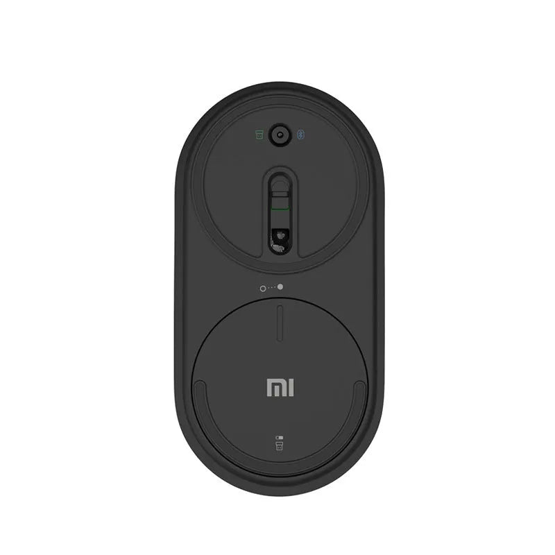 Black and white wireless portable mouse with Bluetooth connectivity for laptop use
