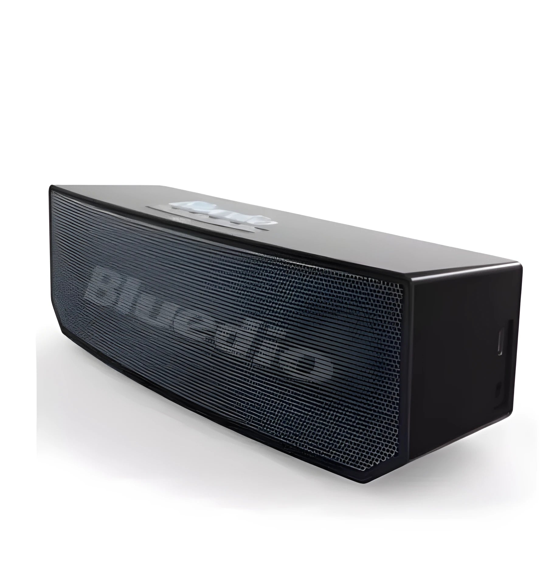 Black BS-6 Cloud Smart Speaker with micro-USB port and compact design.