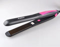 Red hairdressing salon hair straightening stick, compact styling tool for frizz control and smoothing.