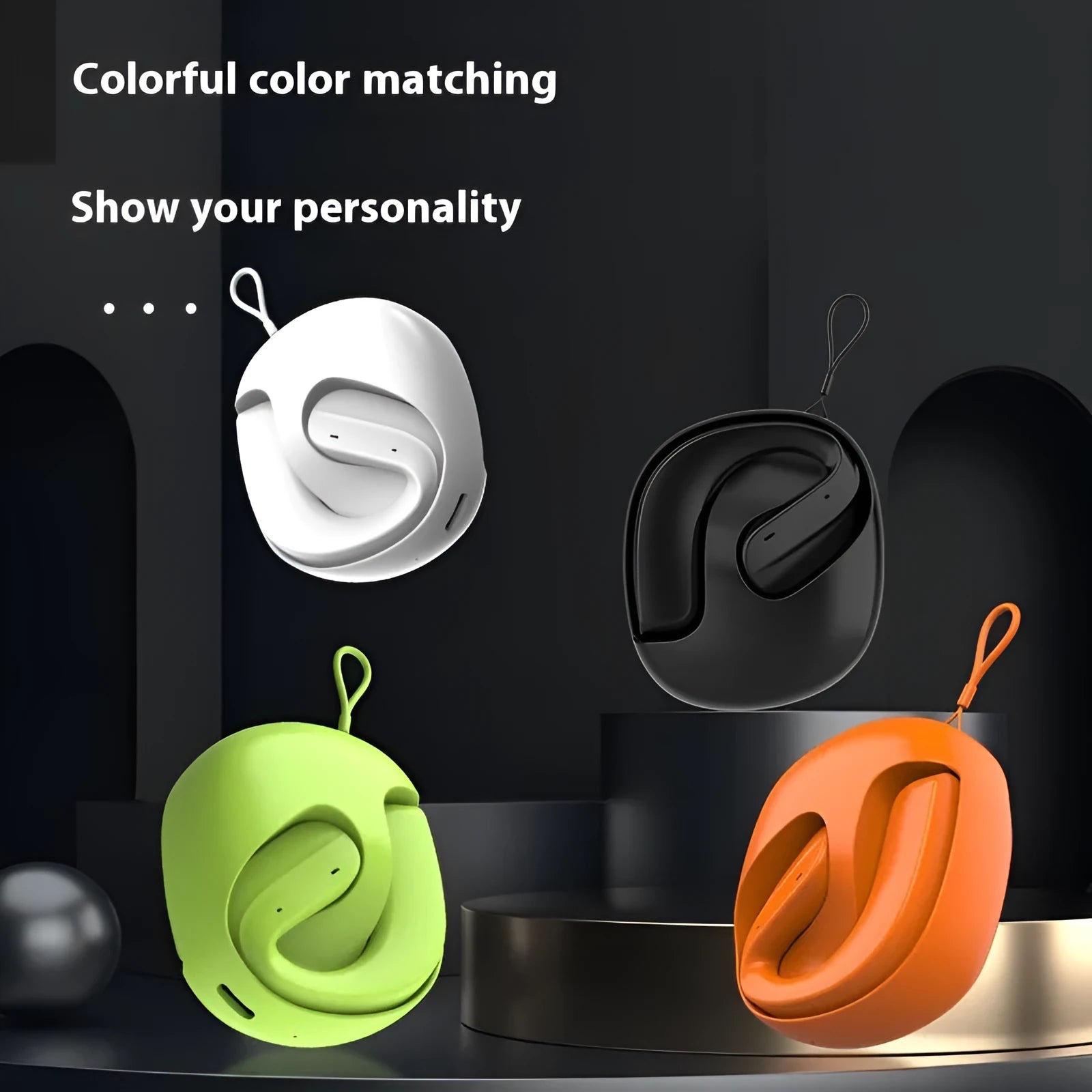 OWS binaural Bluetooth headset with ear hook, non-in-ear design, plastic construction, available in four colours