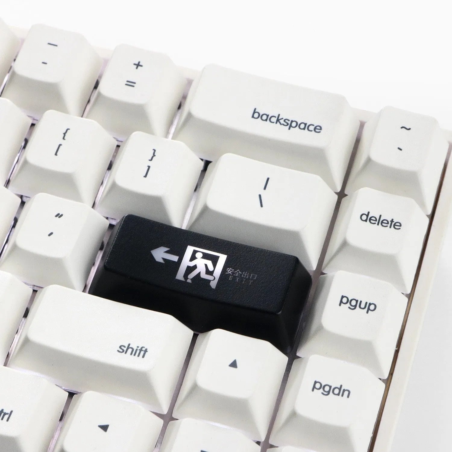 Clear emergency exit keyboard keycap for mechanical keyboards in red or black options