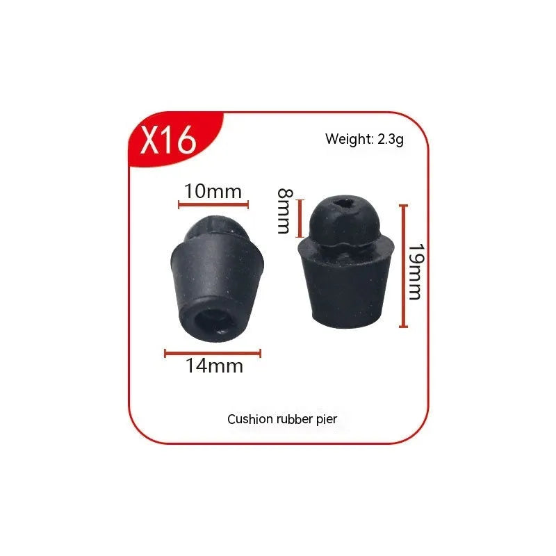 Set of 10 grey rubber automobile buckle buffer clips for general vehicle shock absorption.