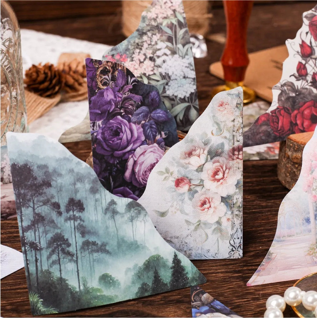 Pack of colourful blank adhesive paper notes in spring botanical colours on a desk.