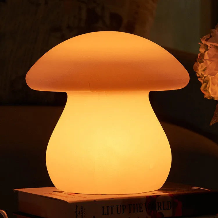 LED night light remote control rechargeable waterproof mushroom lamp in colourful plastic finish