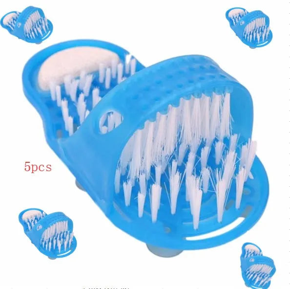 Plastic shower feet slipper with suction cup base and built-in pumice stone for cleaning feet without bending