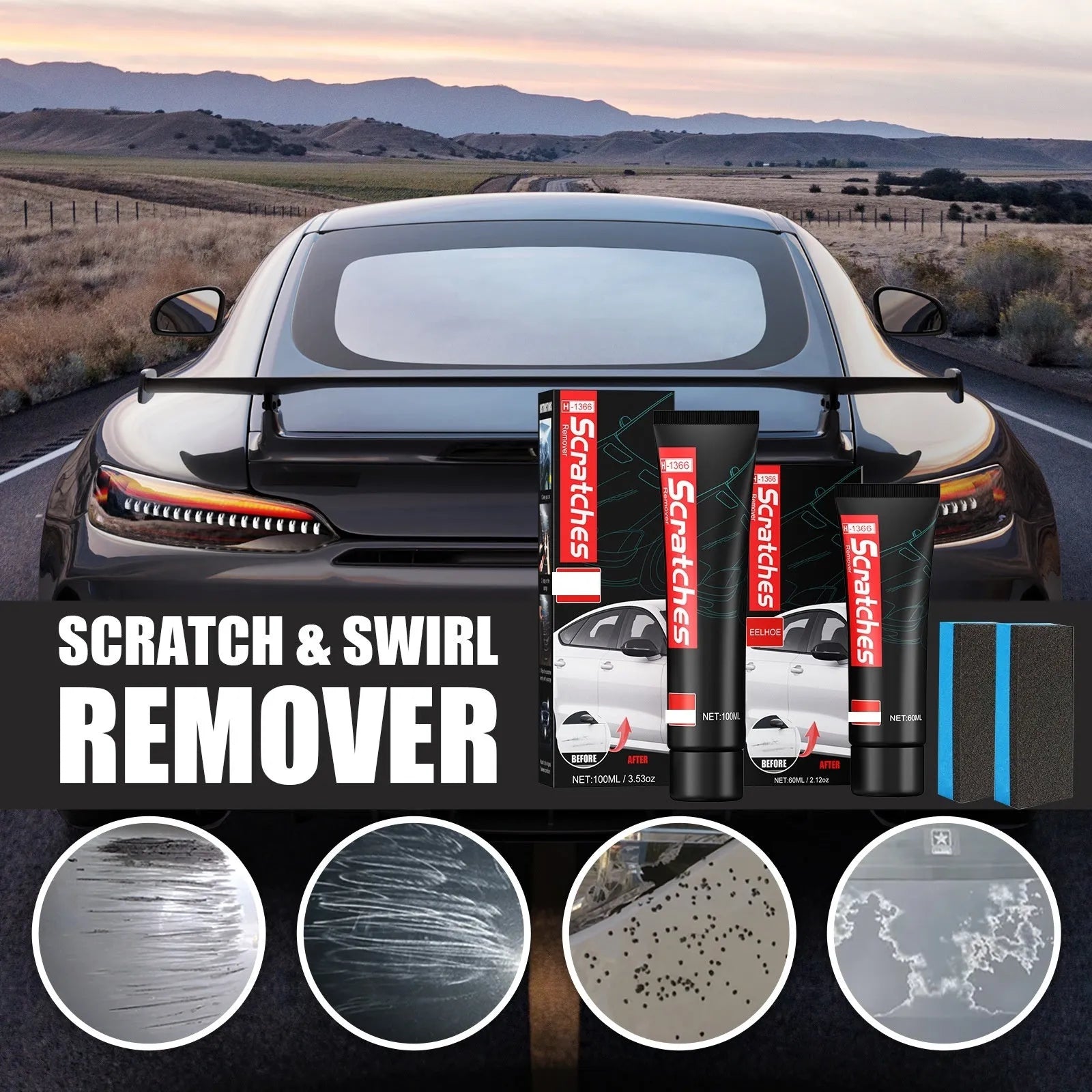 Automotive scratch repair cream bottle in 60ml size for car paint scratches