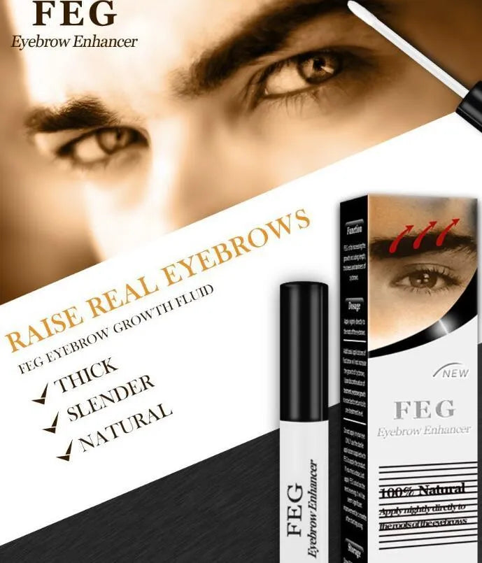 FEG Eyelash Enhancer 30ml bottle, paraben-free serum for lashes and brows, shown with applicator