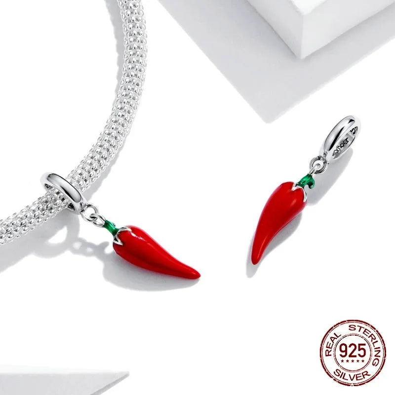 Korean style pepper leaf pendant in S925 sterling silver with electroplated BSC461 colour finish