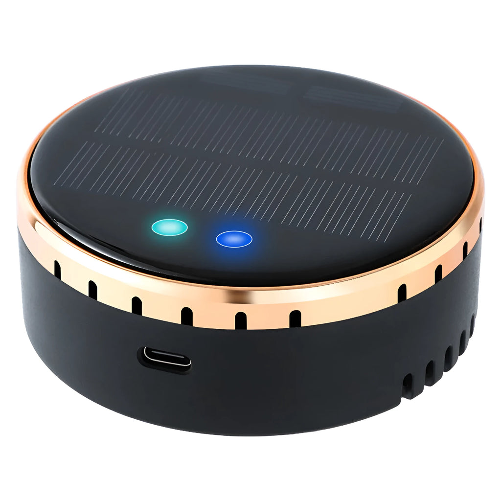 Car mounted solar air humidifier in black colour installed on vehicle air conditioning outlet
