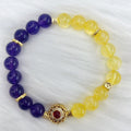 Handmade yellow and purple crystal bracelet for women