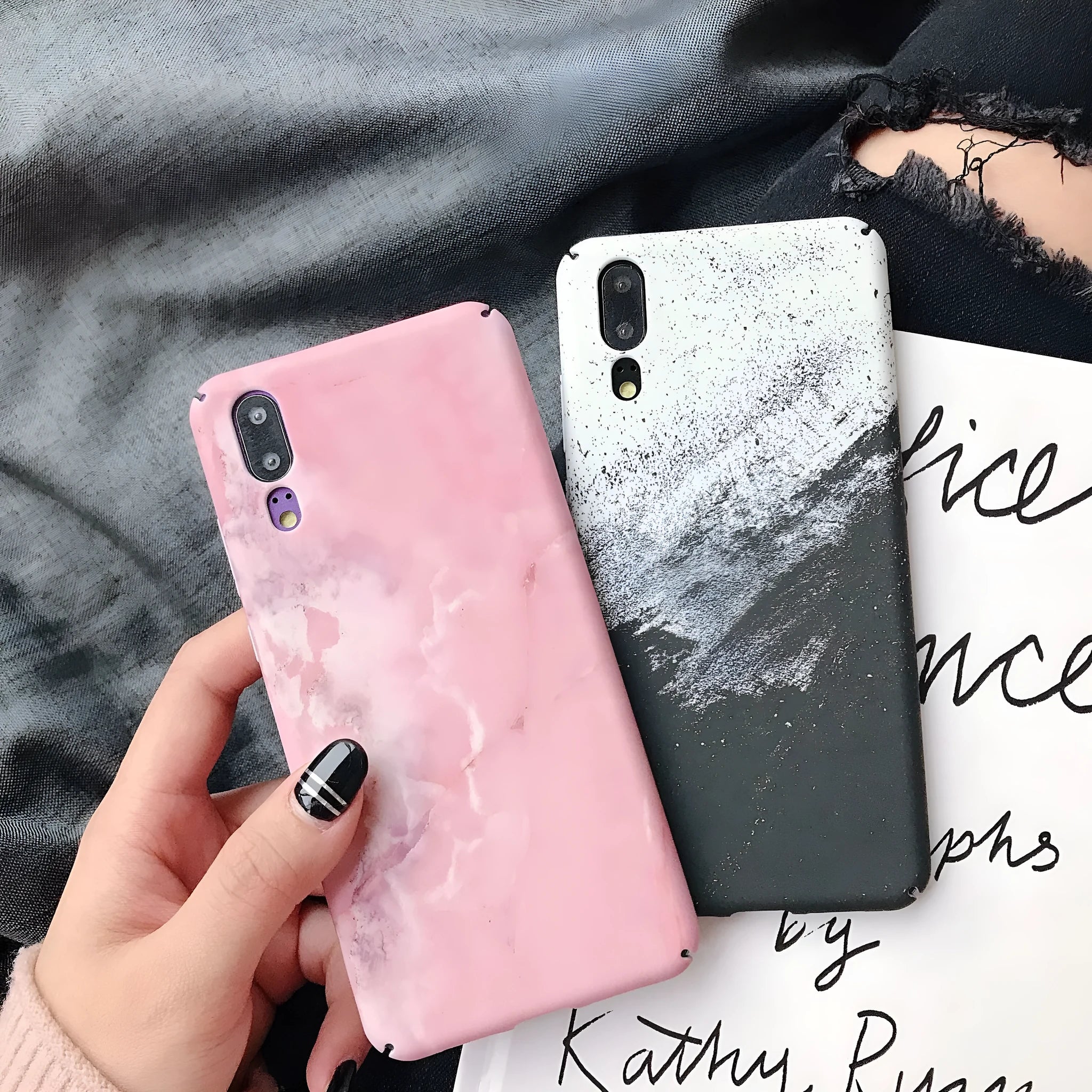 Black painted PC back cover case for Huawei P20 Pro smartphone.