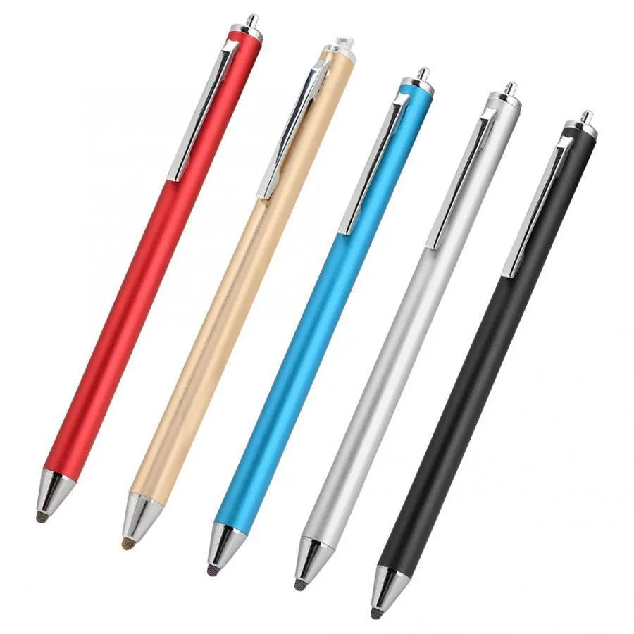 A metal-shell stylus pen with a fine tip for phone and tablet touch screens.