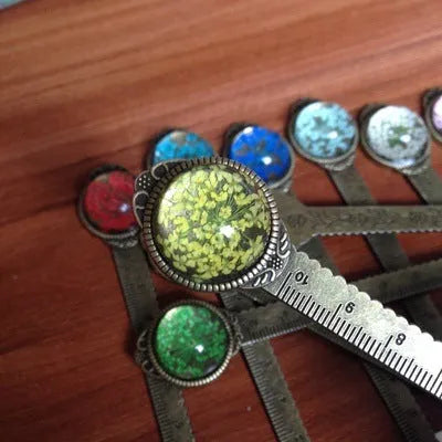 Handmade dried flower gypsophila ruler bookmark measuring 12cm with botanical designs
