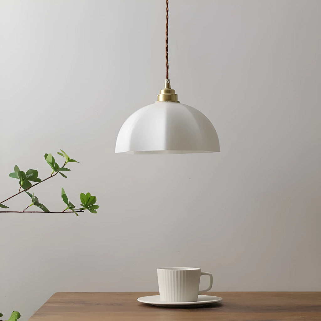 Brass Chinese-style droplight with copper glass lampshade for wall mounting