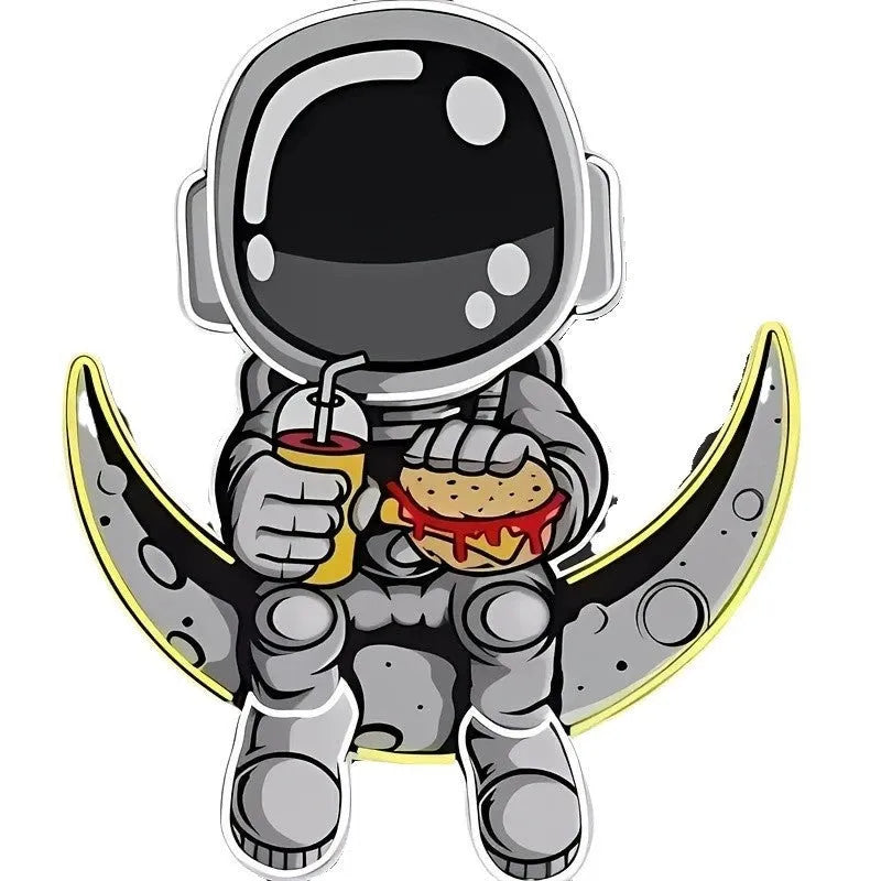 Astronaut design LED neon wall light with USB cable, measuring 30cm by 35cm in blue lemon yellow colour