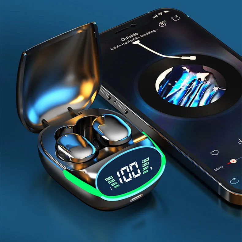 TG06 wireless Bluetooth headset in black with in-ear design and power display