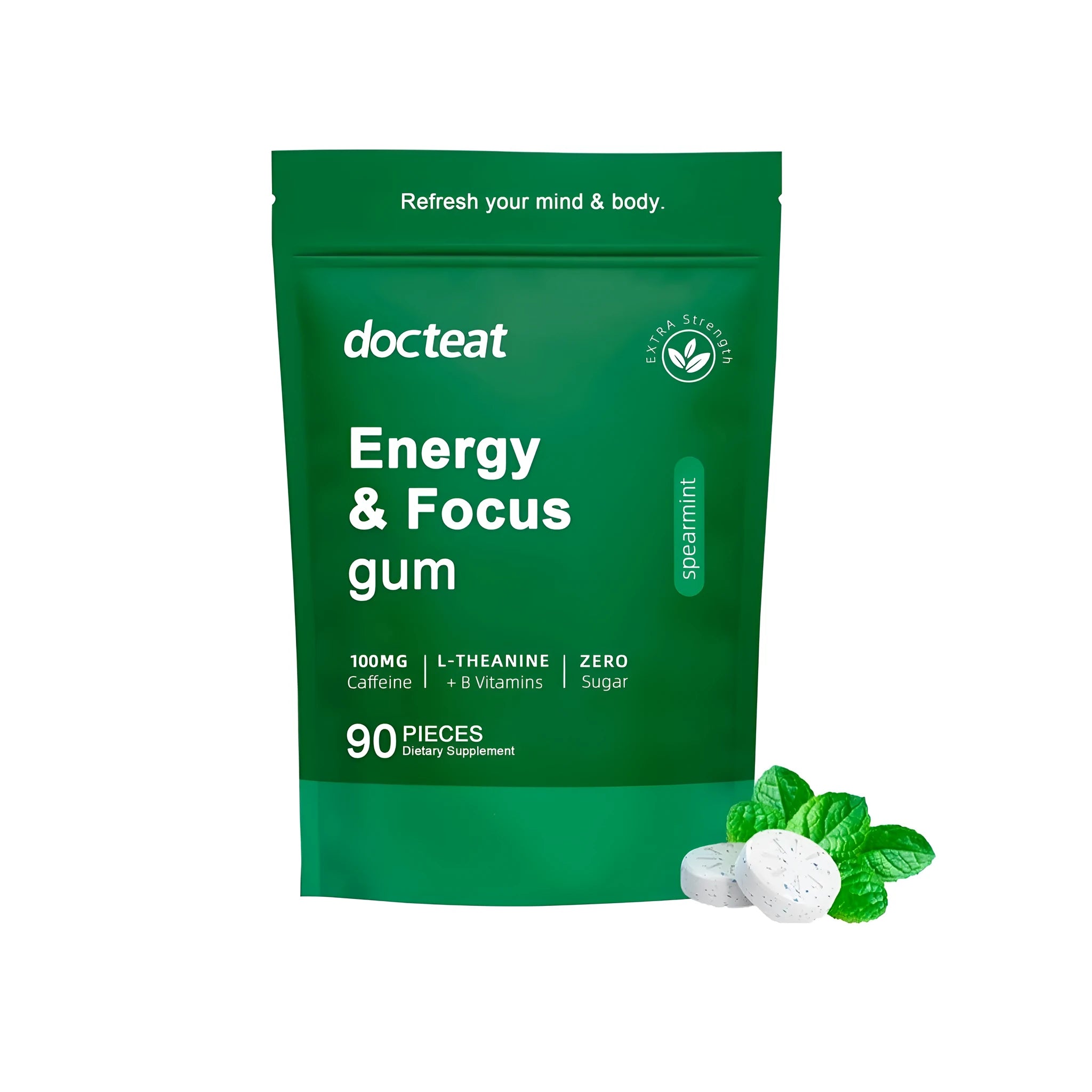 Mint Tablet Sugar dietary supplement pack containing 90 pieces with green coffee beans and vitamins.