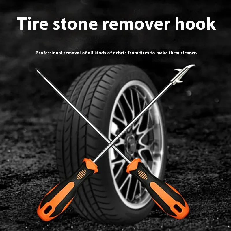Stainless steel stone cleaning hook in black and yellow with cut stone cutting head and multi-functional hook shape