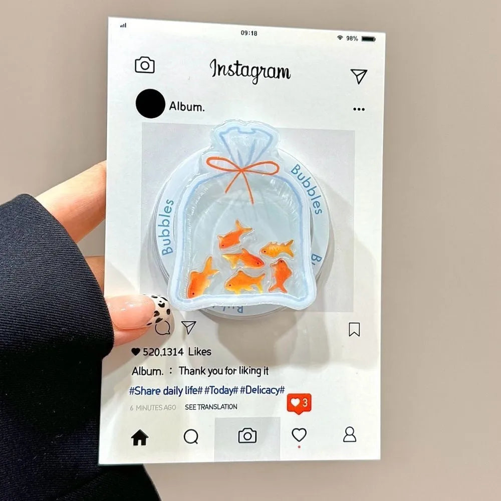 Gradient Goldfish magnetic suction silicone phone case for Apple iPhone with frosted finish and bracket