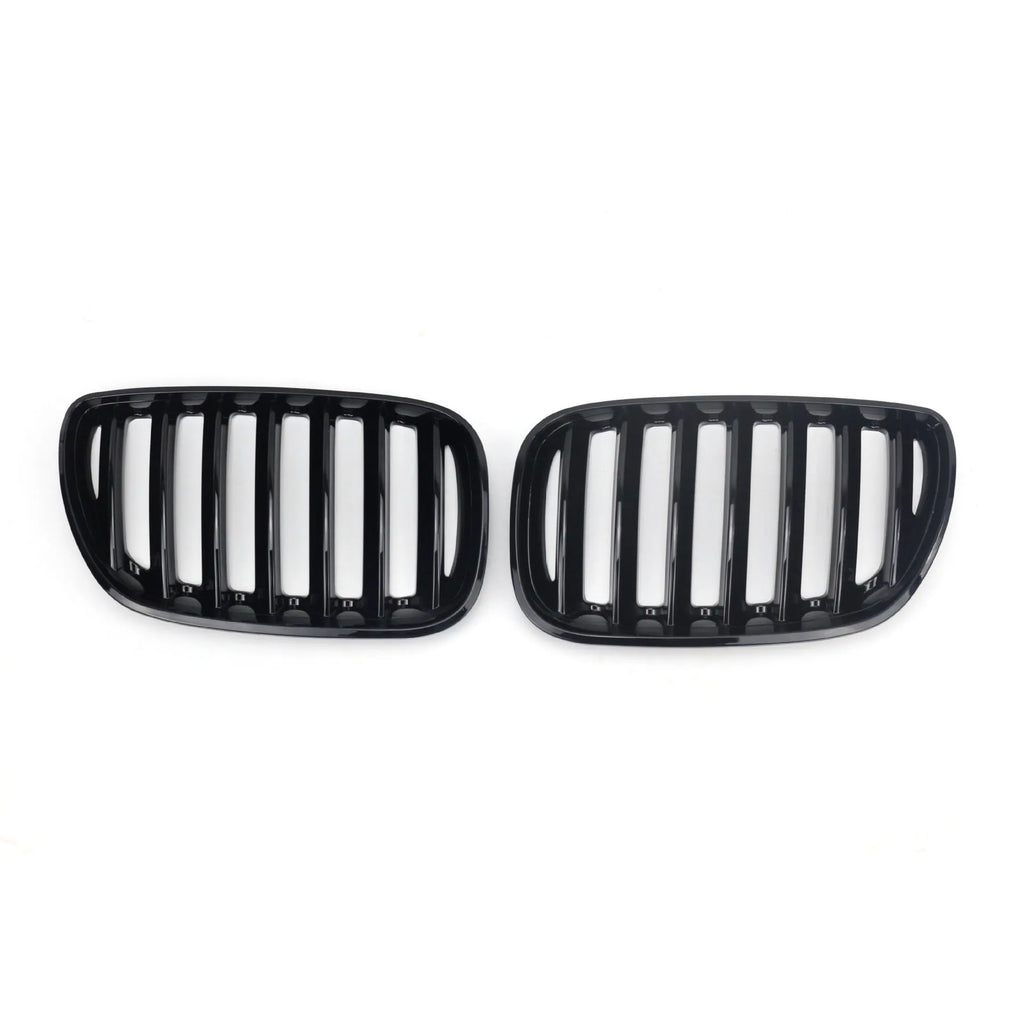 Pair of bright black ABS plastic BMW X5 E53 medium mesh front grille inserts