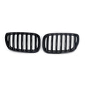 Pair of bright black ABS plastic BMW X5 E53 medium mesh front grille inserts