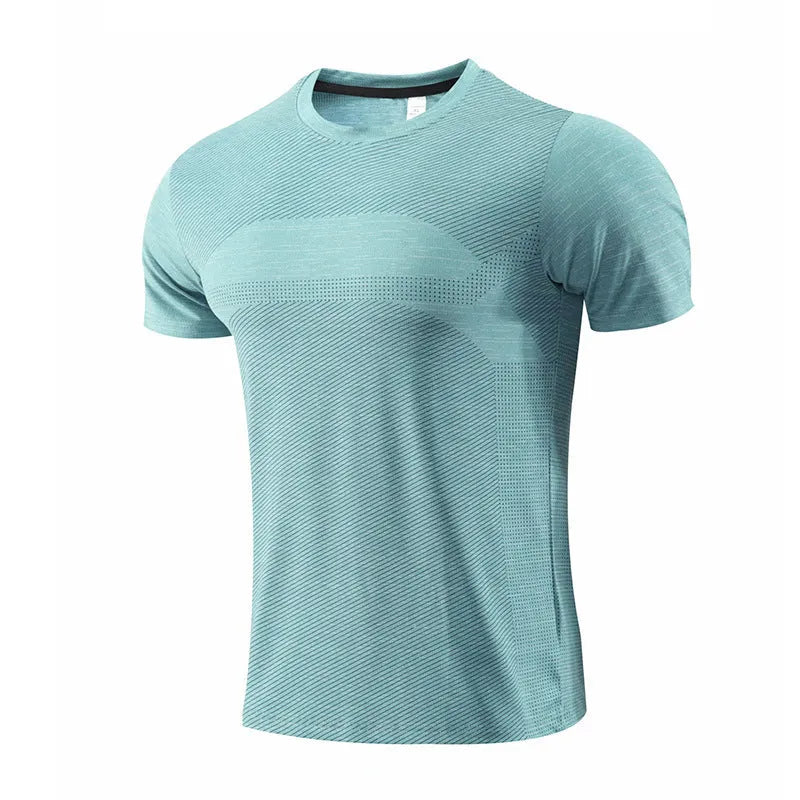 Men's short sleeve sport t-shirt in polyester spandex for running and basketball