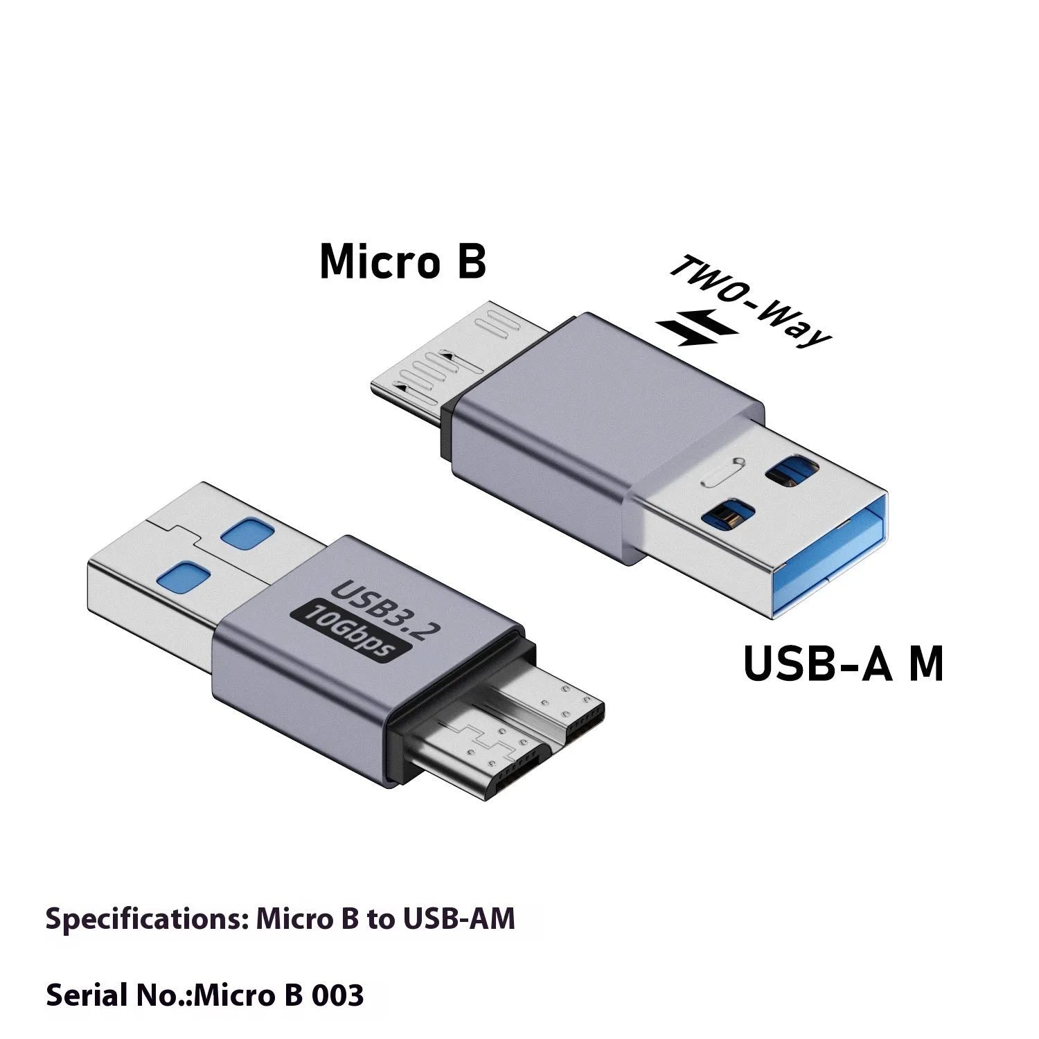 USB Type-A male to Micro-B female adapter cable for hard drives and mobile devices