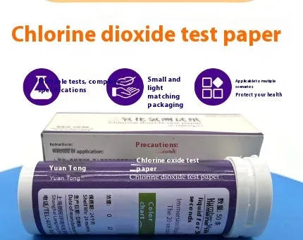 Chlorine dioxide test paper bottle containing 50 pieces for 0-1000mg/L water concentration detection