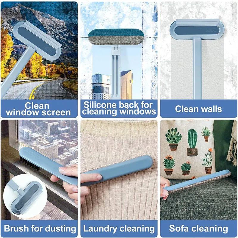 4-in-1 multifunctional pet hair removal and screen cleaning brush with flannel surface