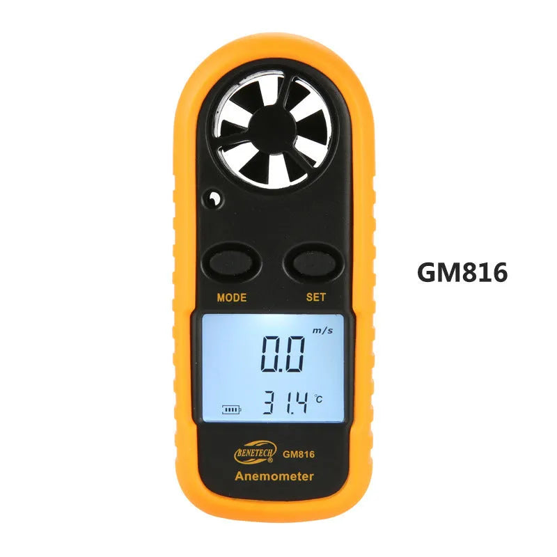 Biaozhi GM816 orange digital portable wind speed measuring instrument anemometer.