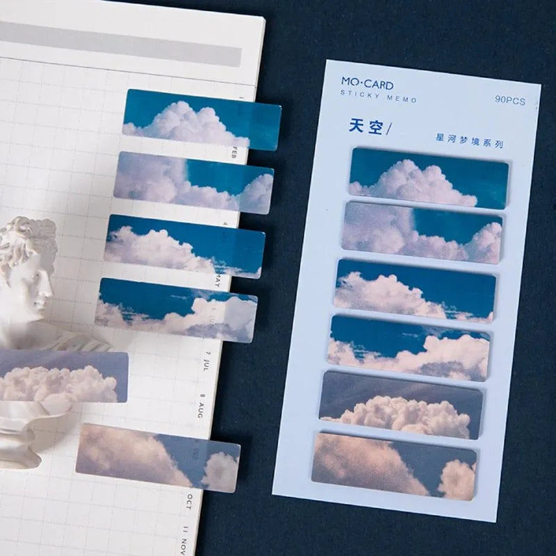 Night sky star themed index marker post-it notes in six celestial colours