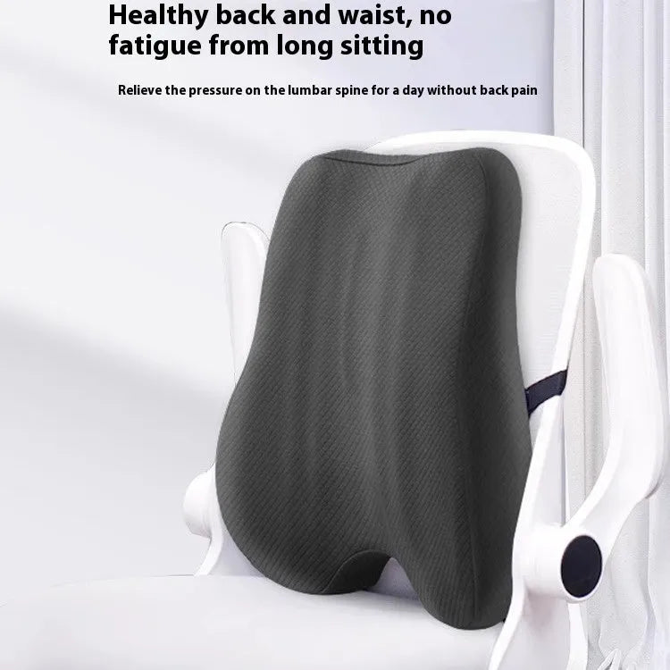 Grey lumbar support cushion for office chair, dimensions 40x40x8 cm