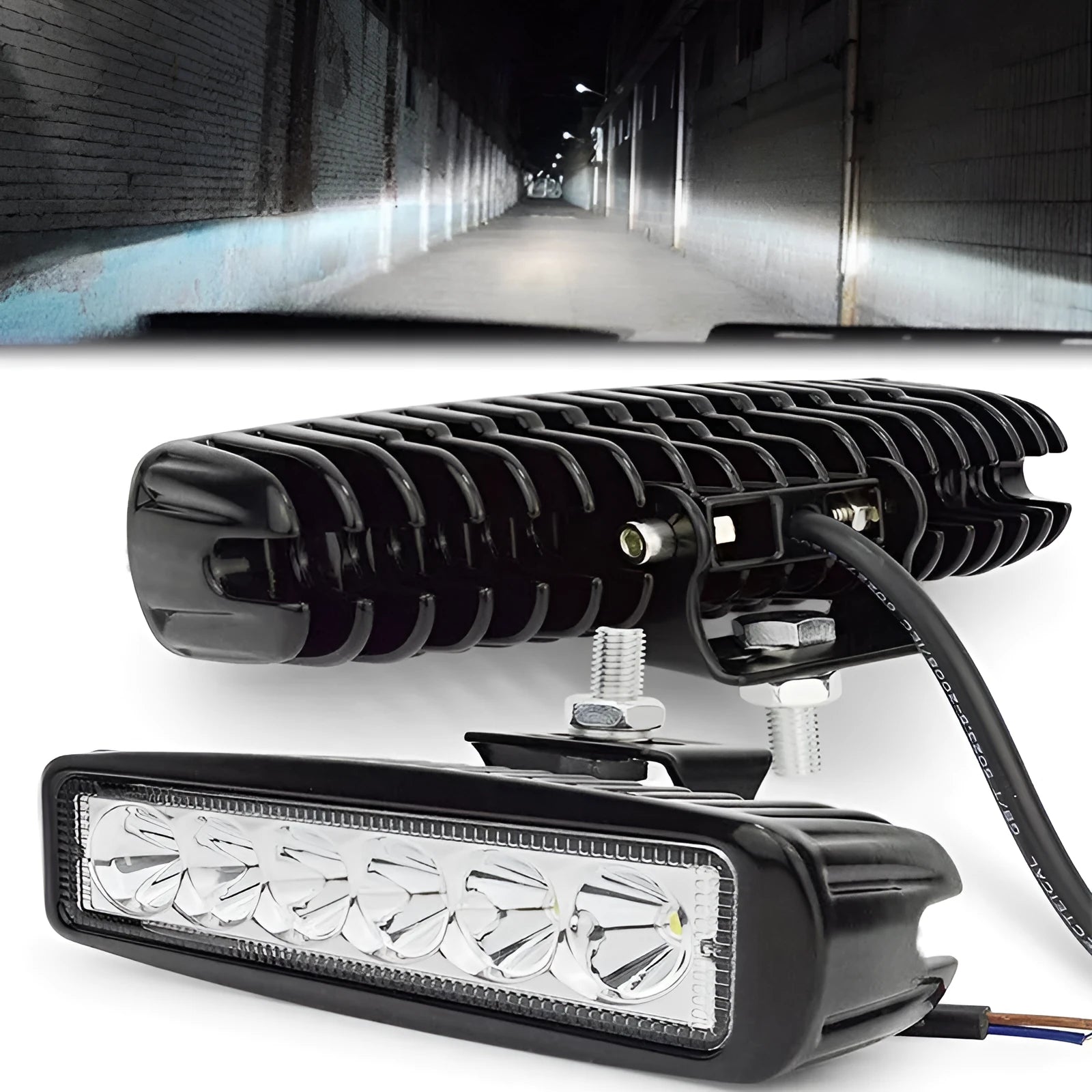 Black die-cast aluminium 18W LED auxiliary spotlight for car or 4x4 mounting