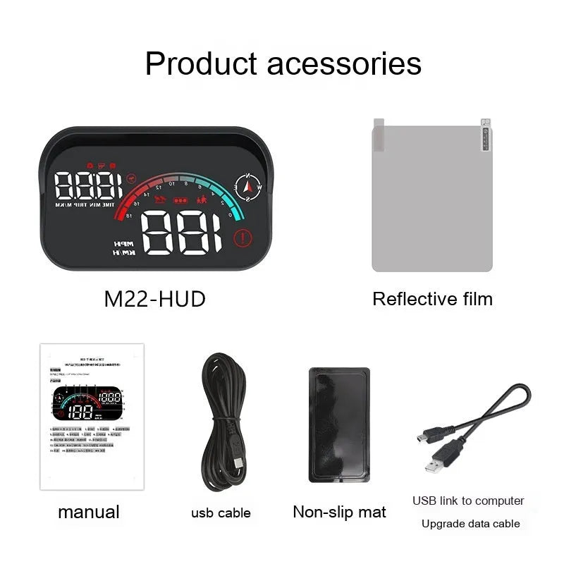 Black car head-up display projector unit with USB connection for GPS and E-dog functionality