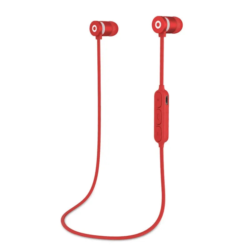 Metal magnetic sports Bluetooth wireless headset with neck-mounted design and in-ear buds