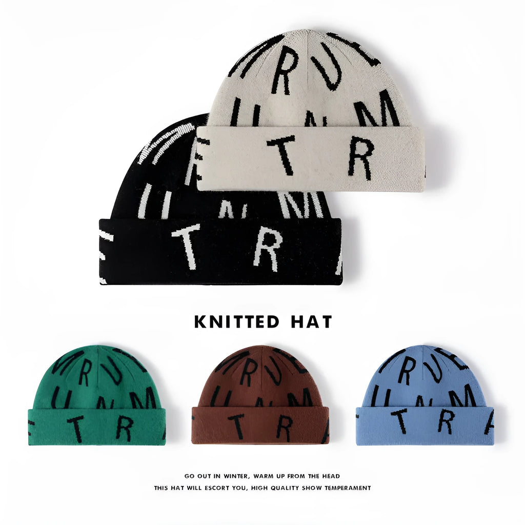 Men's cashmere winter dome hat in black, 54-60cm free size with 7cm flange