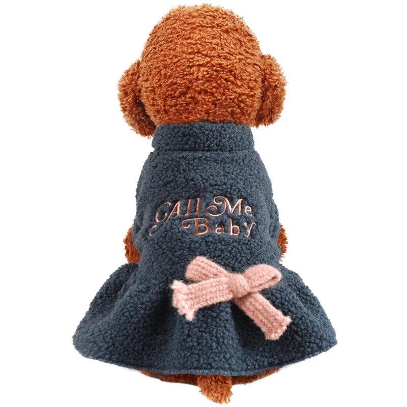 Pet fleece skirt in dark blue or pink Berber fabric with elastic waistband for dogs and cats