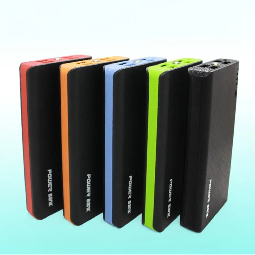 A red 20,000mAh portable power bank with USB port, showing its compact size.