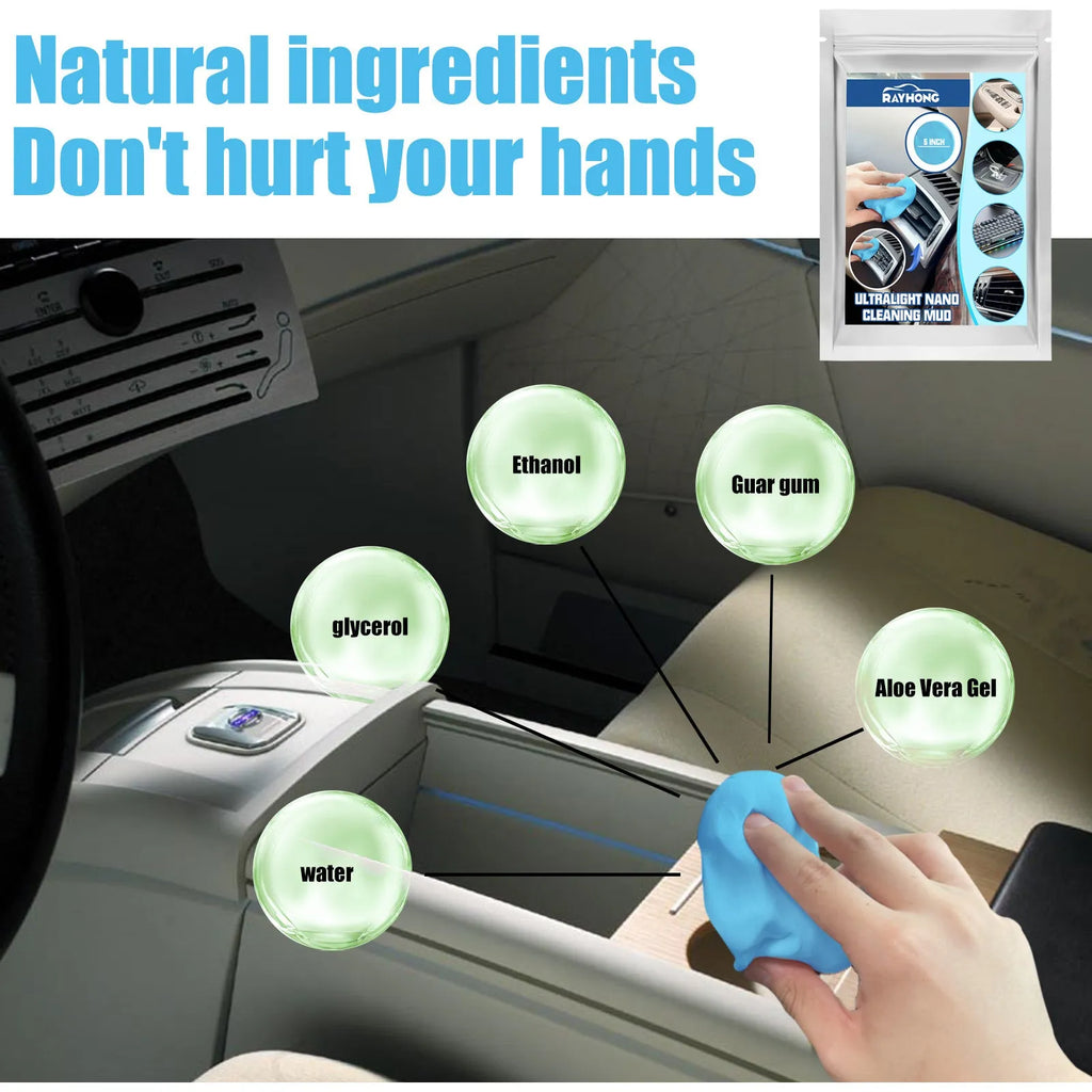 20g car cleaning putty for removing dust from interior vents and gaps, shown next to a car air vent.